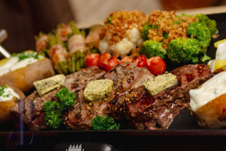 Entrecote mit Gemüse-Platte